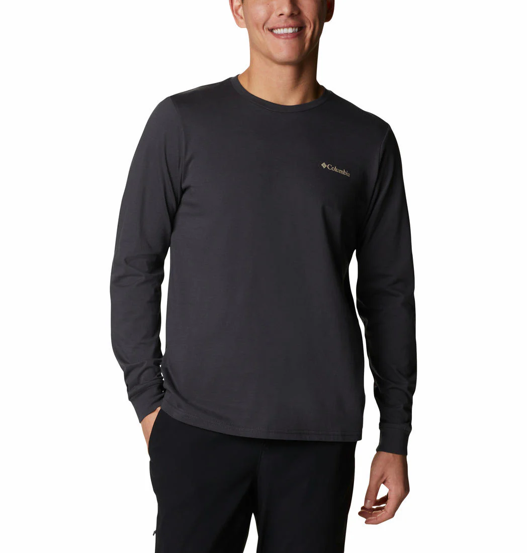 Columbia Men Black Pikewood Graphic Long Sleeve
