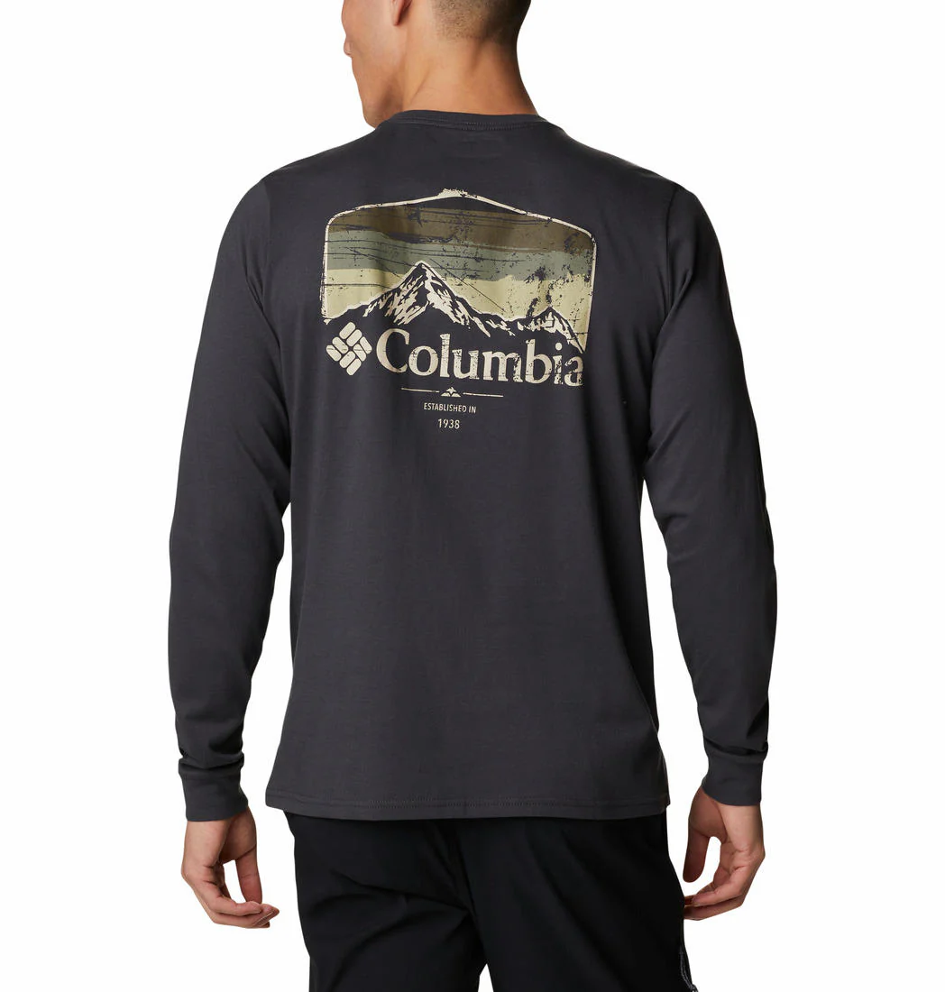 Columbia Men Black Pikewood Graphic Long Sleeve - Image 2