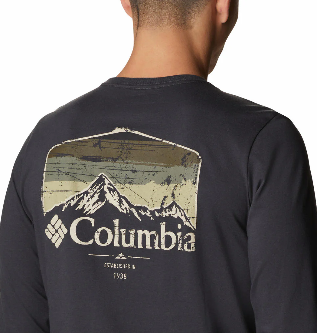 Columbia Men Black Pikewood Graphic Long Sleeve - Image 7