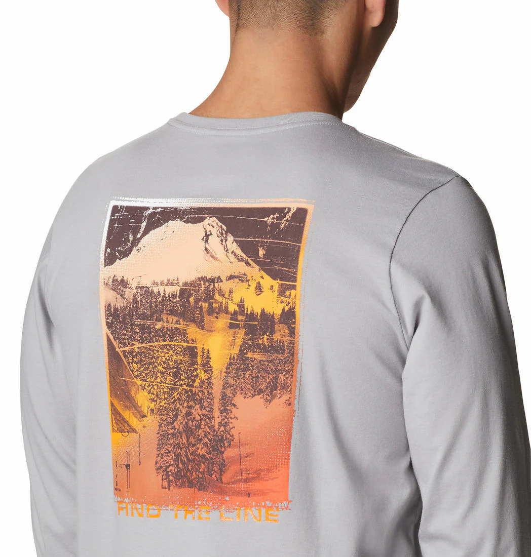 Columbia Men Grey Pikewood Graphic Long Sleeve - Image 2