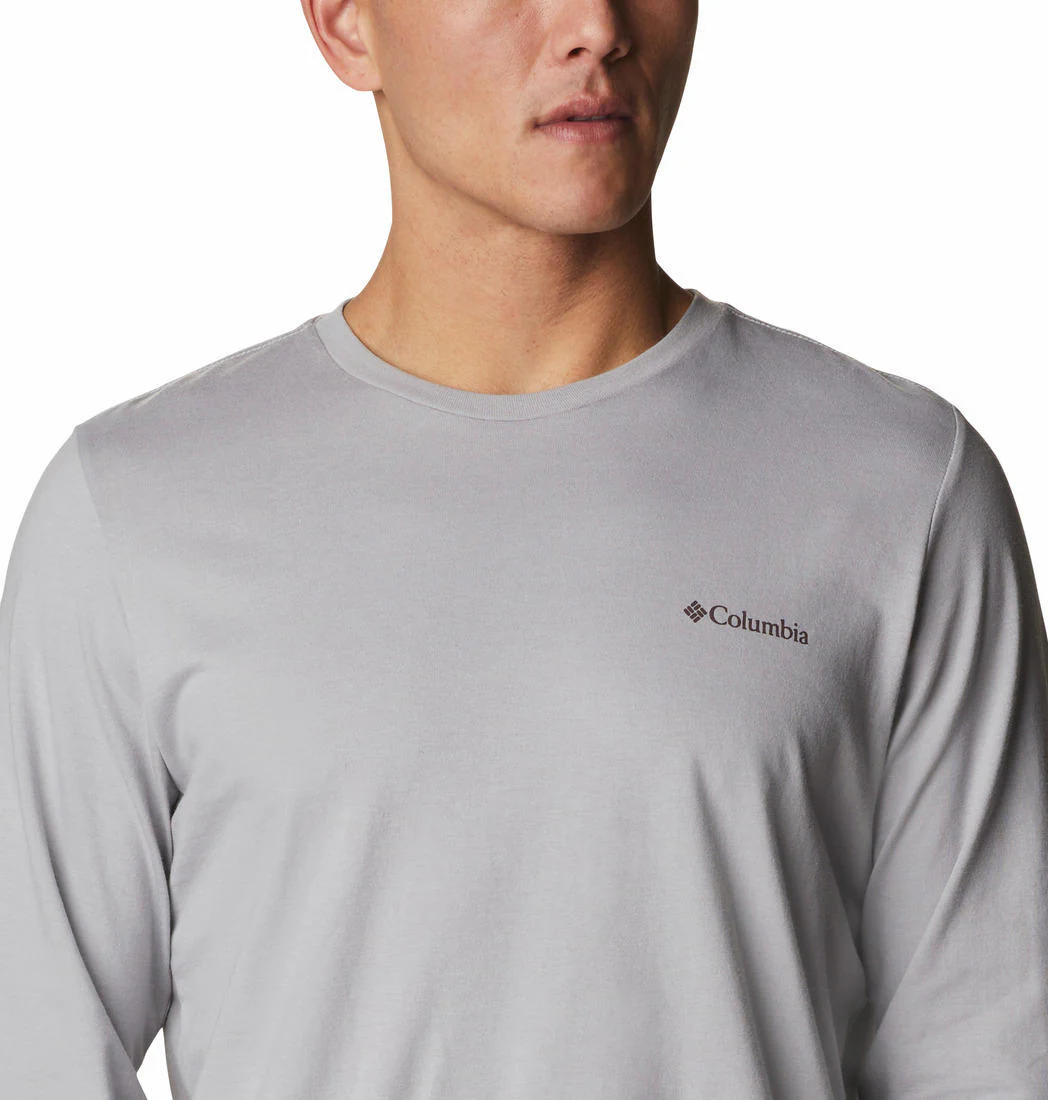 Columbia Men Grey Pikewood Graphic Long Sleeve - Image 4