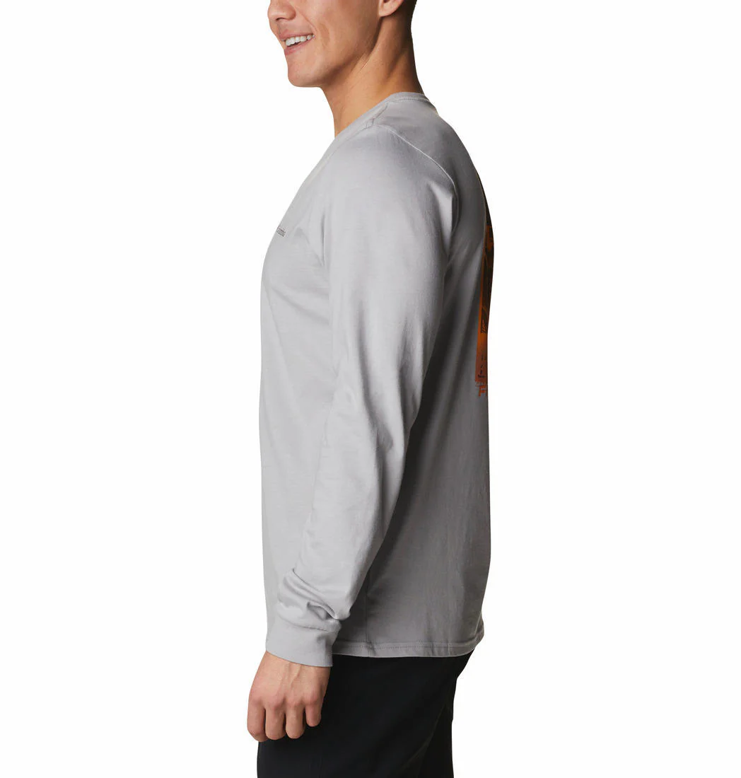 Columbia Men Grey Pikewood Graphic Long Sleeve - Image 5