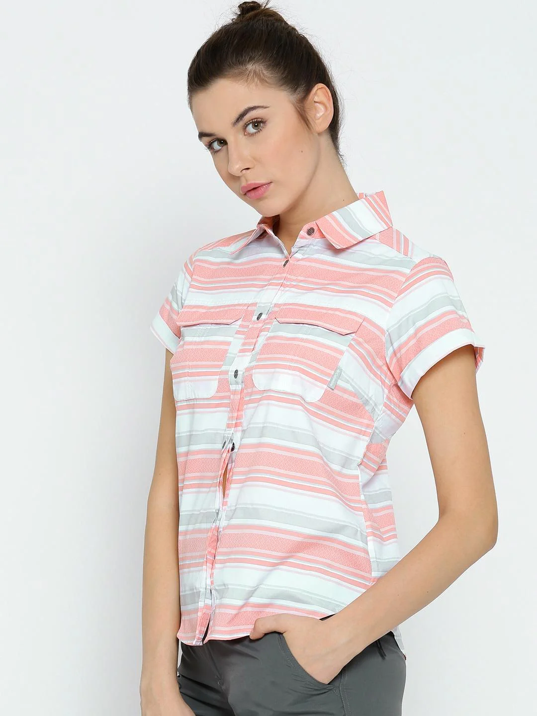 Columbia Women White Pilsner Peak Novelty Short Sleeve Shirt (Sun Protection) - Image 2