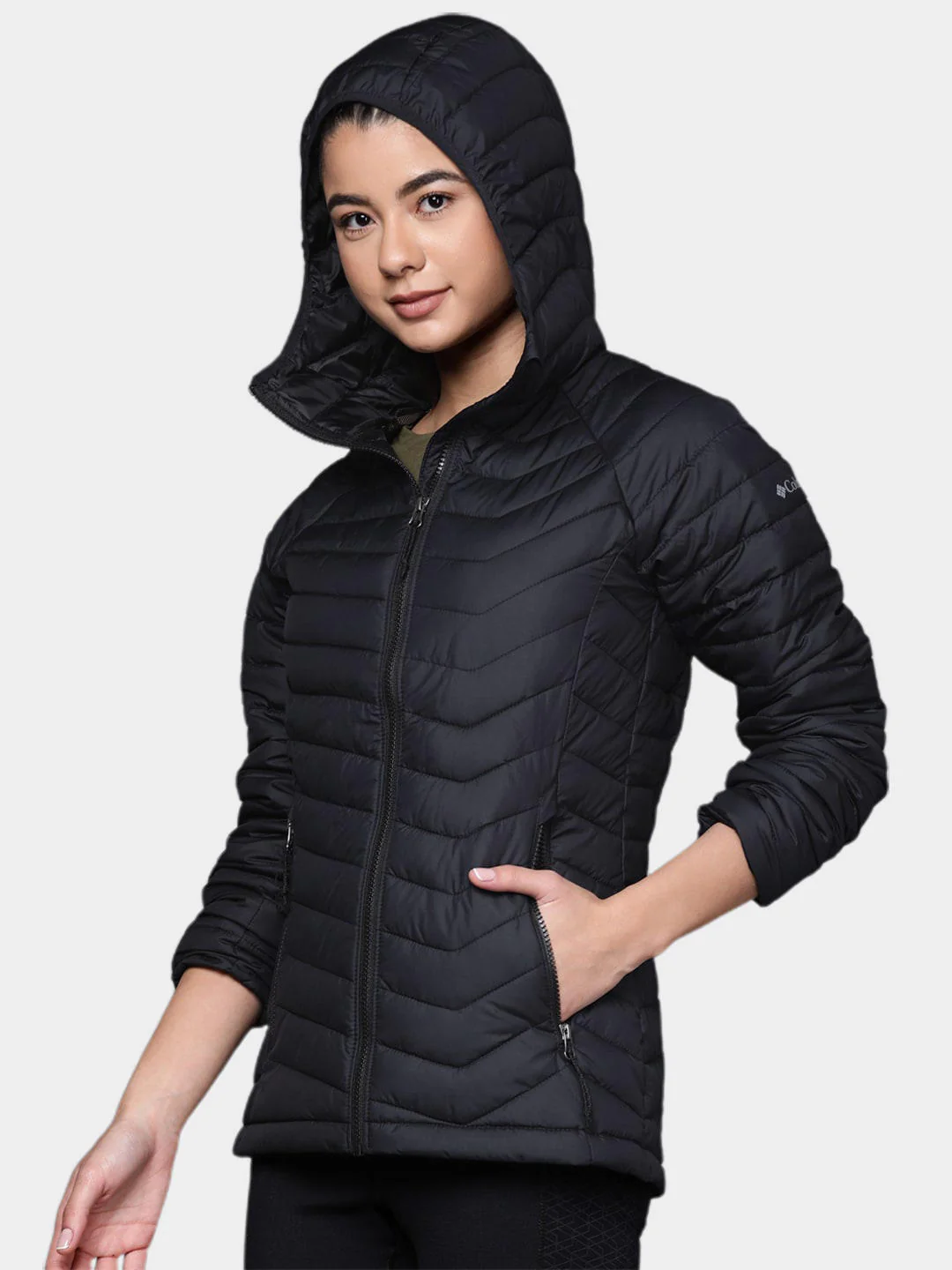 Columbia Women Black Powder Lite Hooded Jacket - Image 11