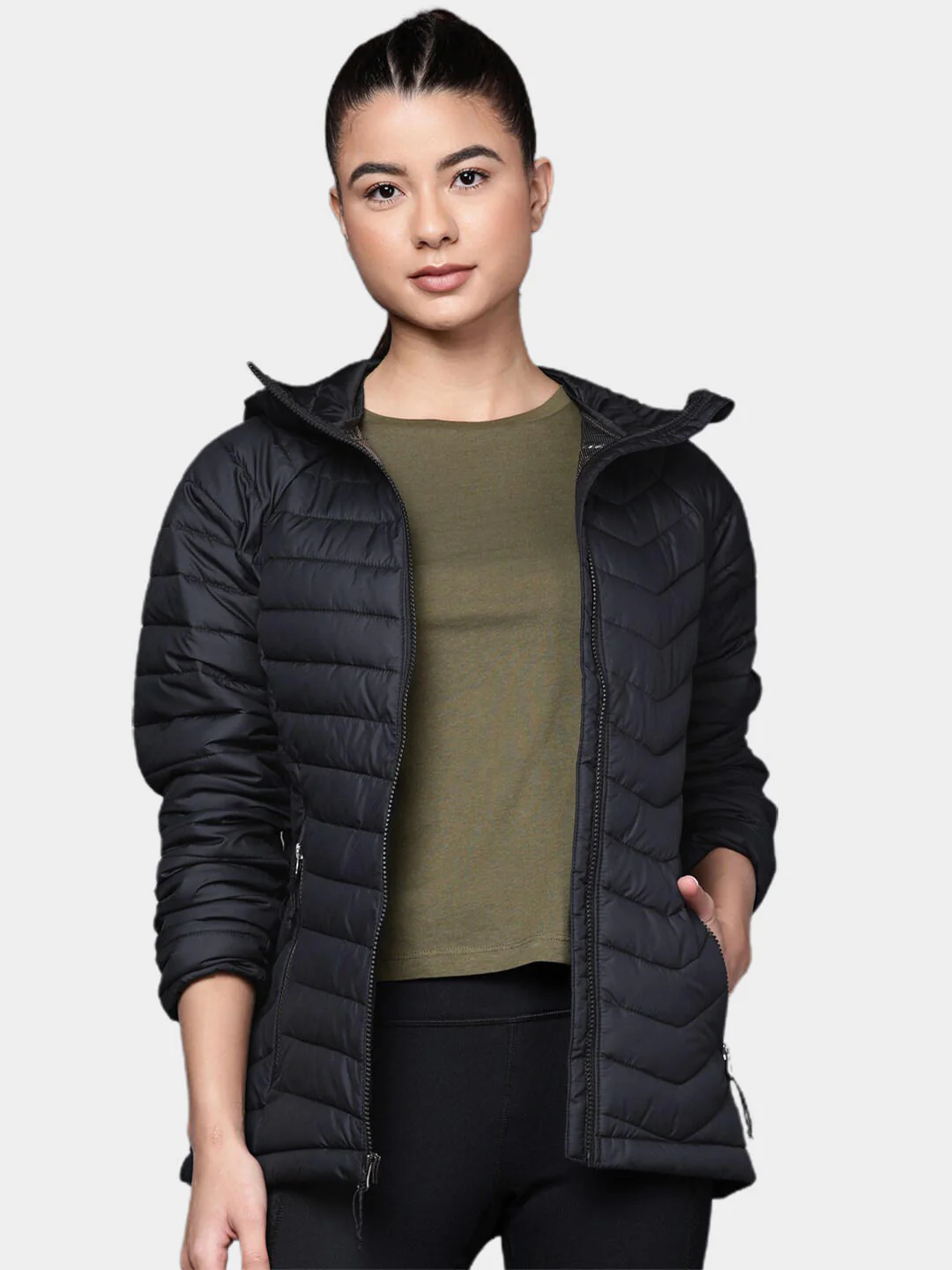 Columbia Women Black Powder Lite Hooded Jacket - Image 9
