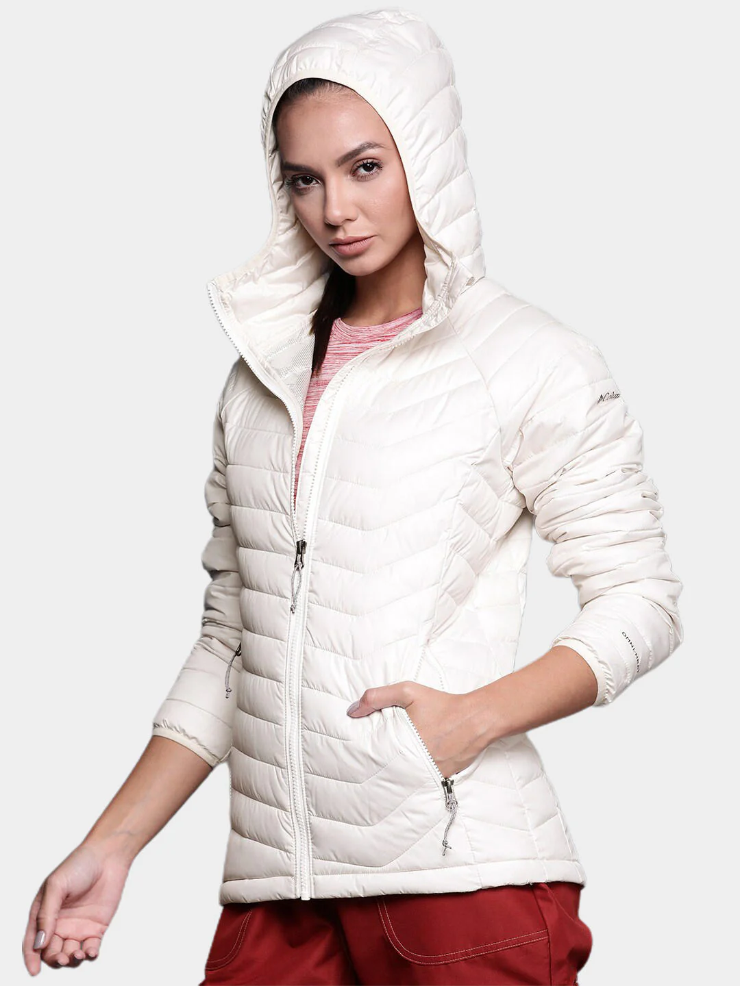 Columbia Women White Powder Lite Hooded Jacket - Image 12