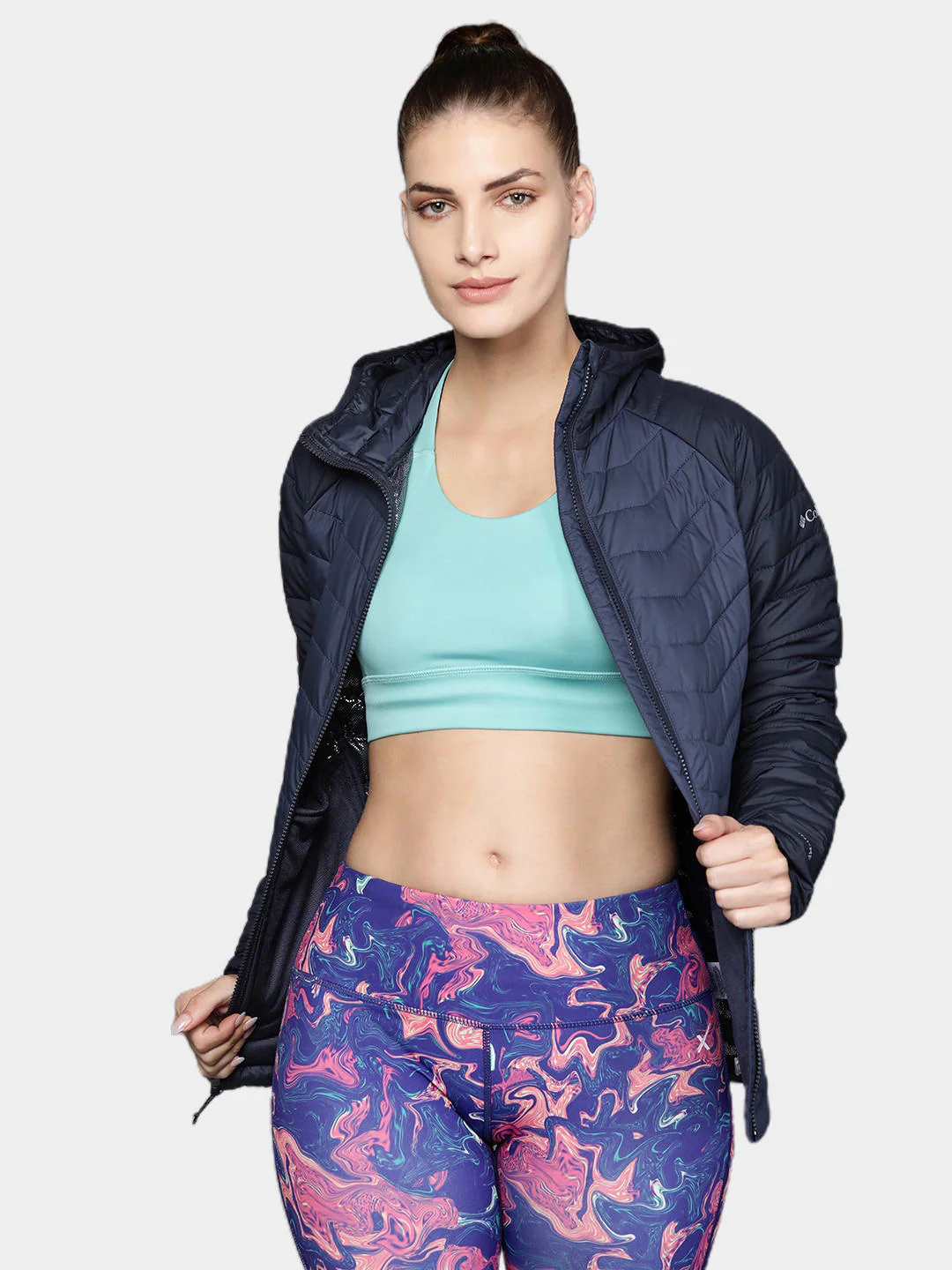 Columbia Women Navy Blue Powder Lite Hooded Jacket - Image 8
