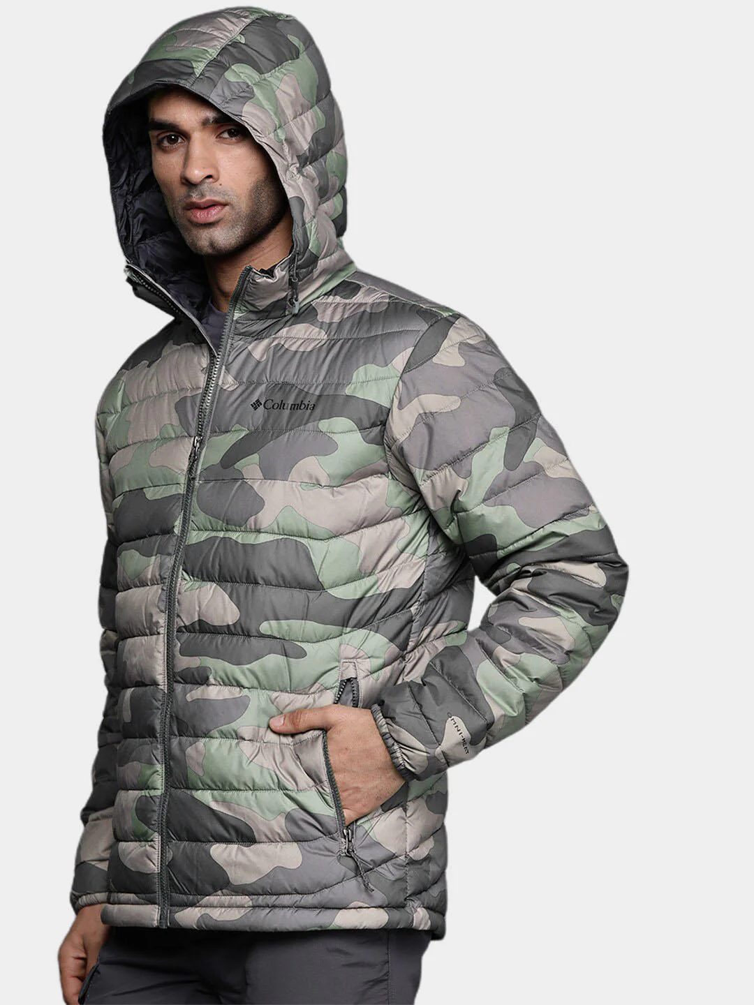 Columbia Men Green Powder Lite Hooded Jacket - Image 11