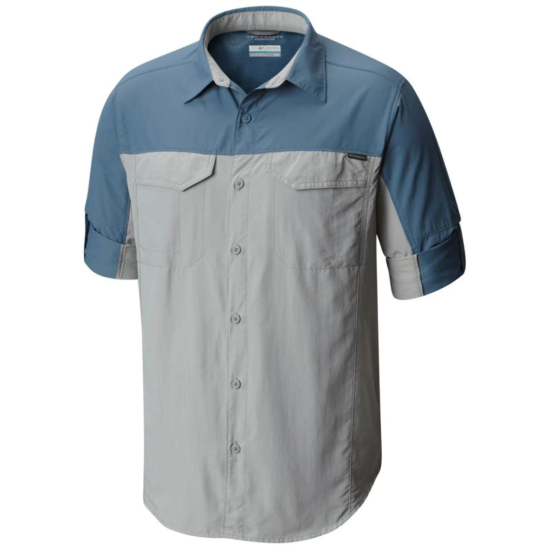 Columbia Men Grey Silver Ridge Blocked Long Sleeve Shirt (Sun Protection) - Image 2