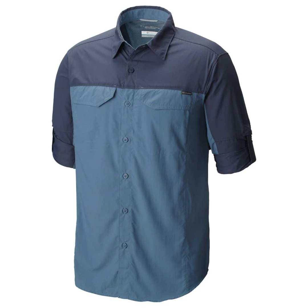 Columbia Men Blue Silver Ridge Blocked Long Sleeve Shirt (Sun Protection) - Image 2