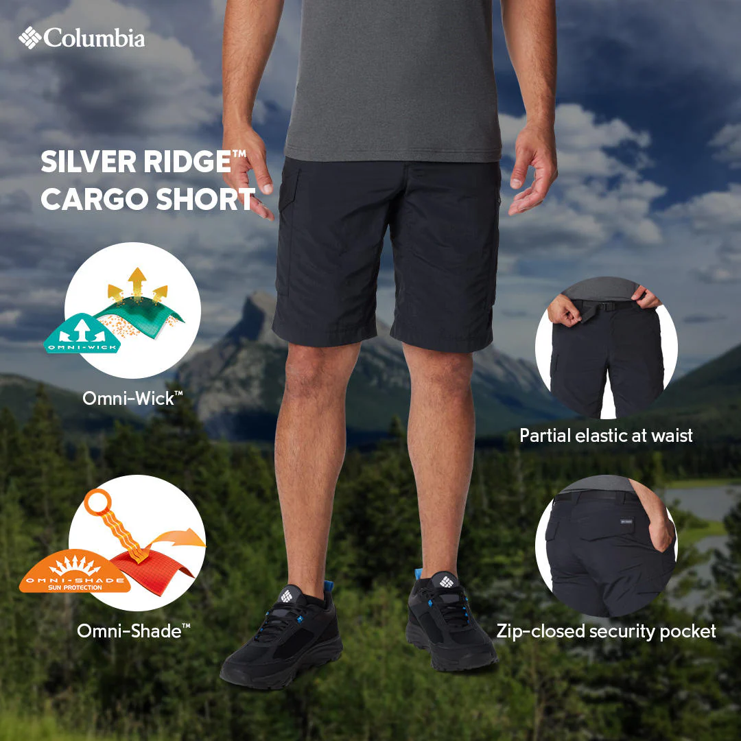 Columbia Men Black Silver Ridge Cargo Short (Sun Protection) - Image 2