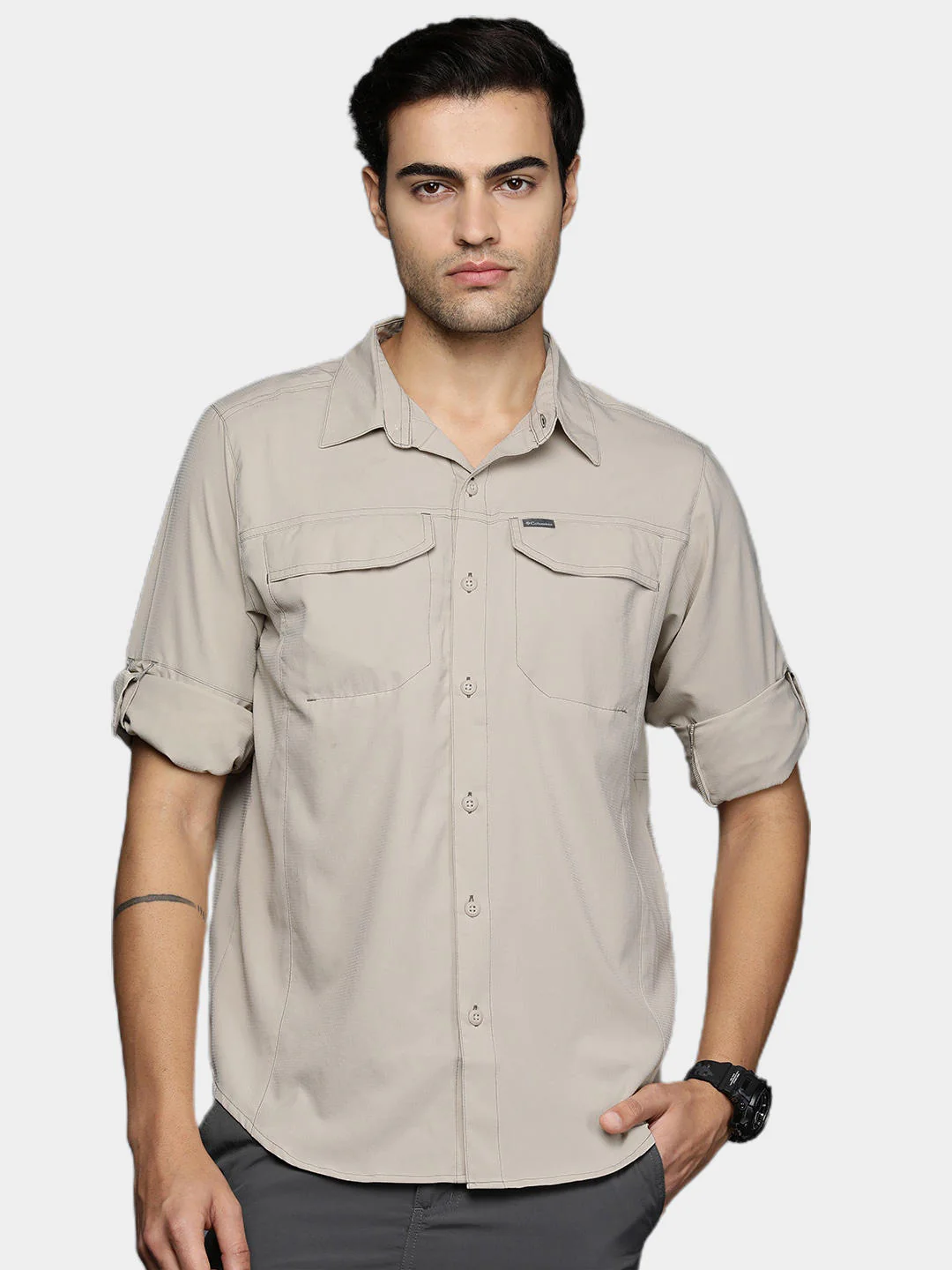 Columbia Men Beige Silver Ridge Lite Long Sleeve Shirt (Sun Protection) - Image 8