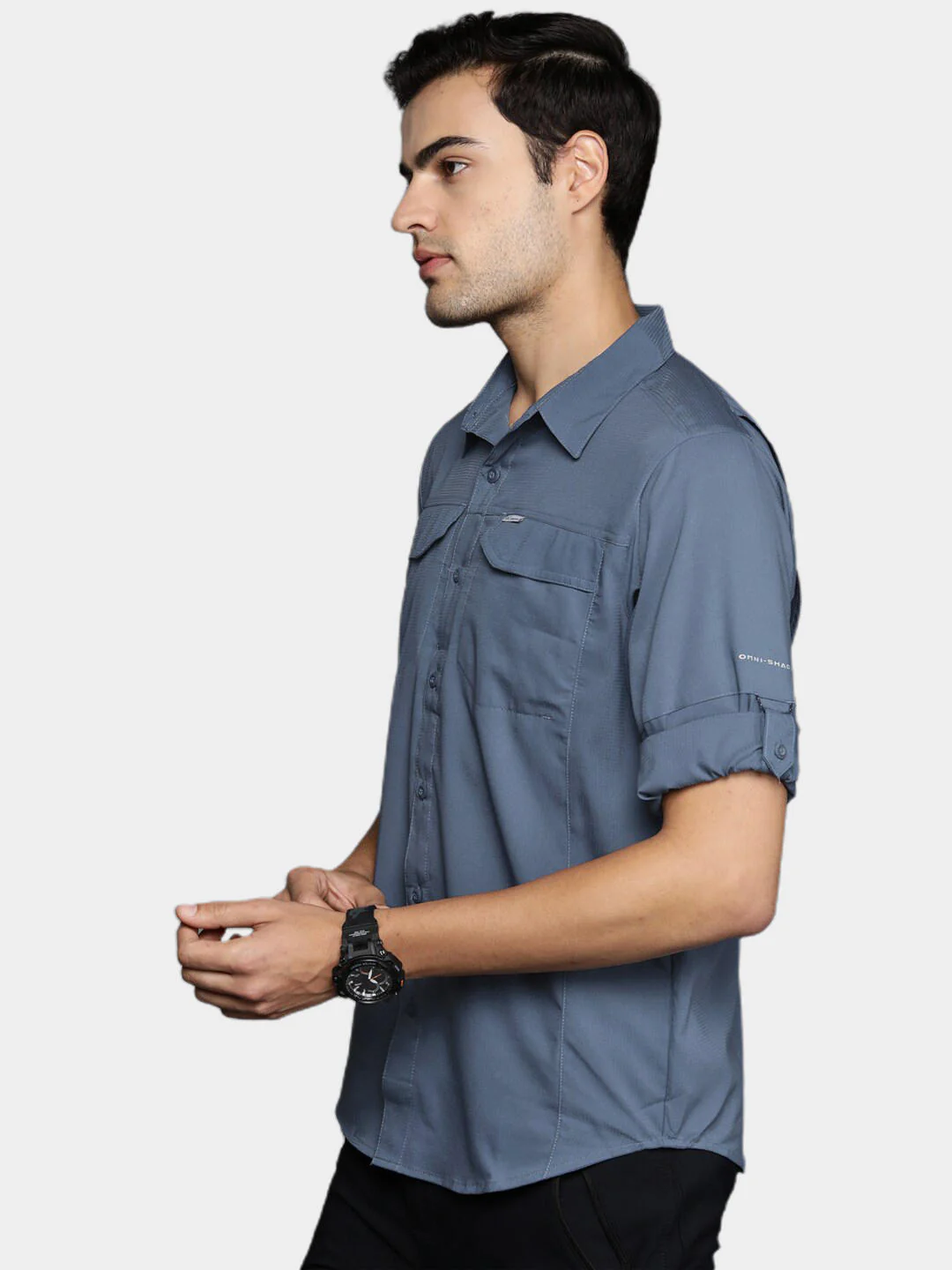 Columbia Men Blue Silver Ridge Lite Long Sleeve Shirt (Sun Protection) - Image 8