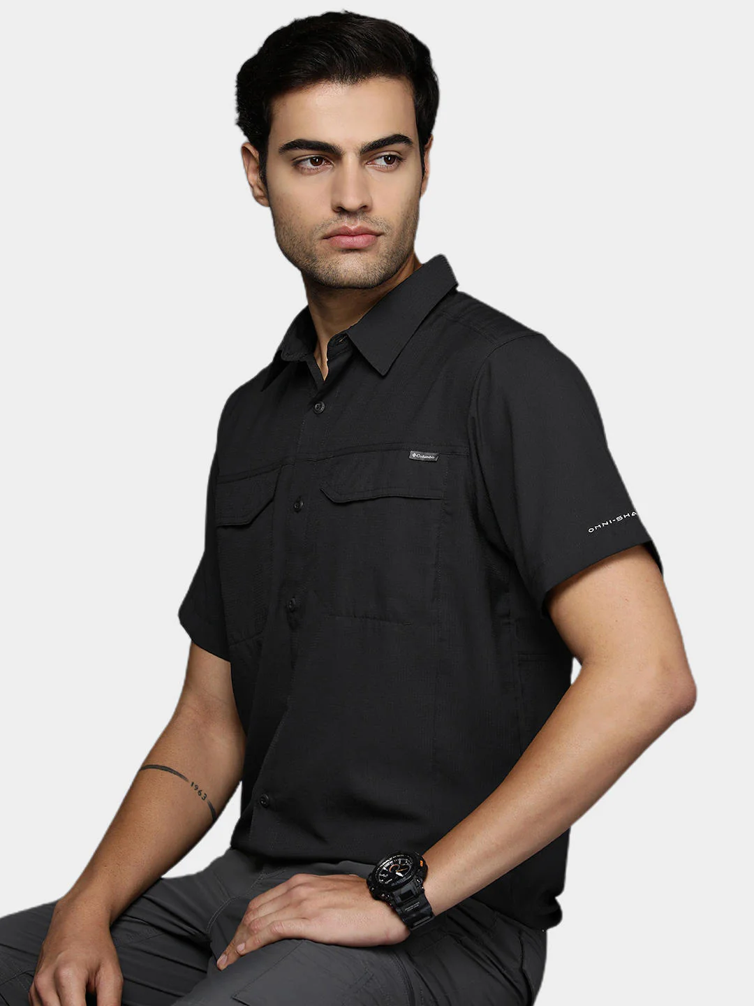Columbia Men Black Silver Ridge Lite Short Sleeve Shirt (Sun Protection) - Image 5