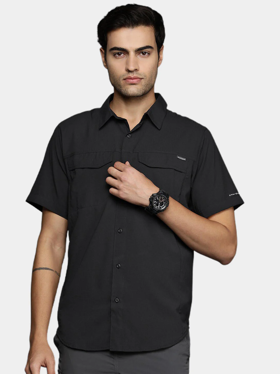 Columbia Men Black Silver Ridge Lite Short Sleeve Shirt (Sun Protection) - Image 6
