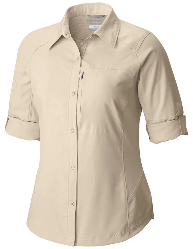 Columbia Women Beige Silver Ridge Long Sleeve Shirt (Sun Protection) - Image 4