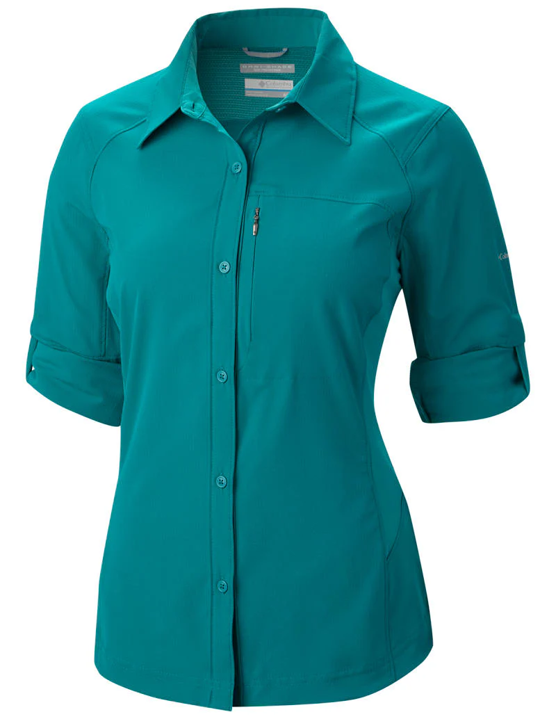 Columbia Women Green Silver Ridge Long Sleeve Shirt (Sun Protection) - Image 3