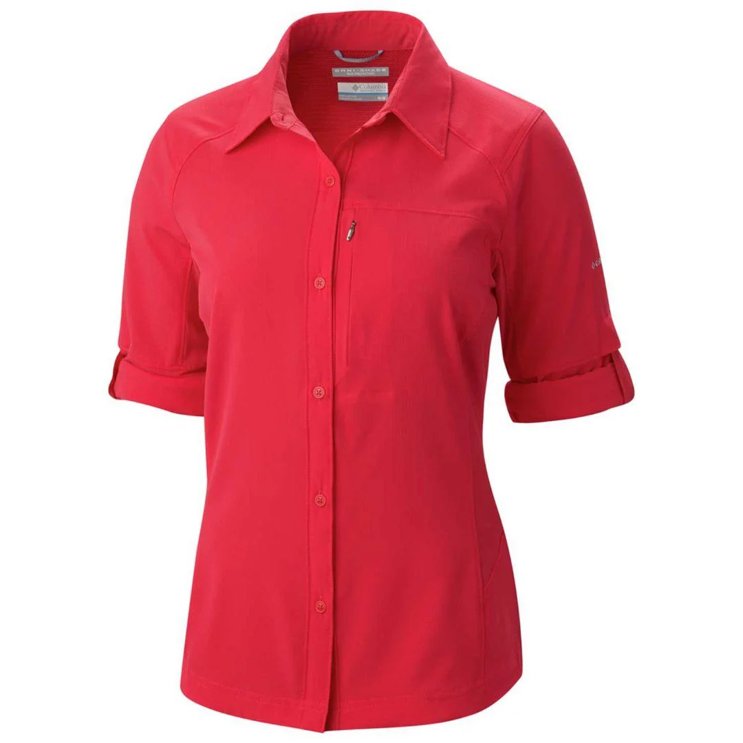 Columbia Women Red Silver Ridge Long Sleeve Shirt (Sun Protection) - Image 2