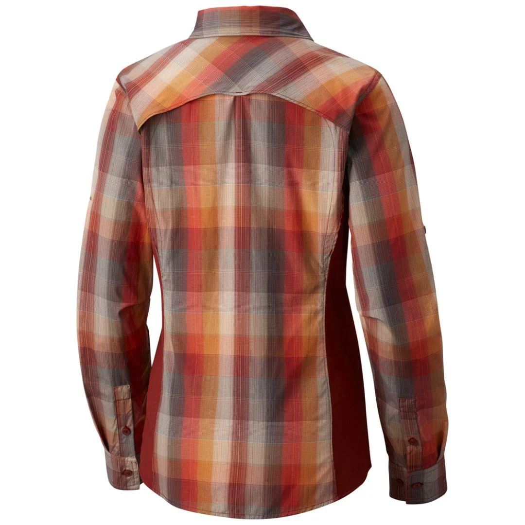 Columbia Women Red Silver Ridge Plaid II Long Sleeve Shirt (Sun Protection) - Image 4