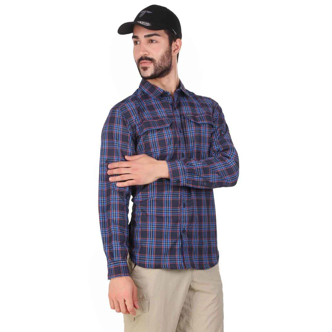 Columbia Men Blue Silver Ridge 2.0 Plaid L/S Shirt (Sun Protection) - Image 6