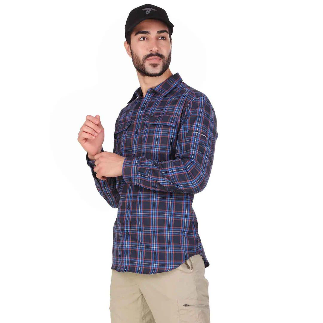 Columbia Men Blue Silver Ridge 2.0 Plaid L/S Shirt (Sun Protection) - Image 7