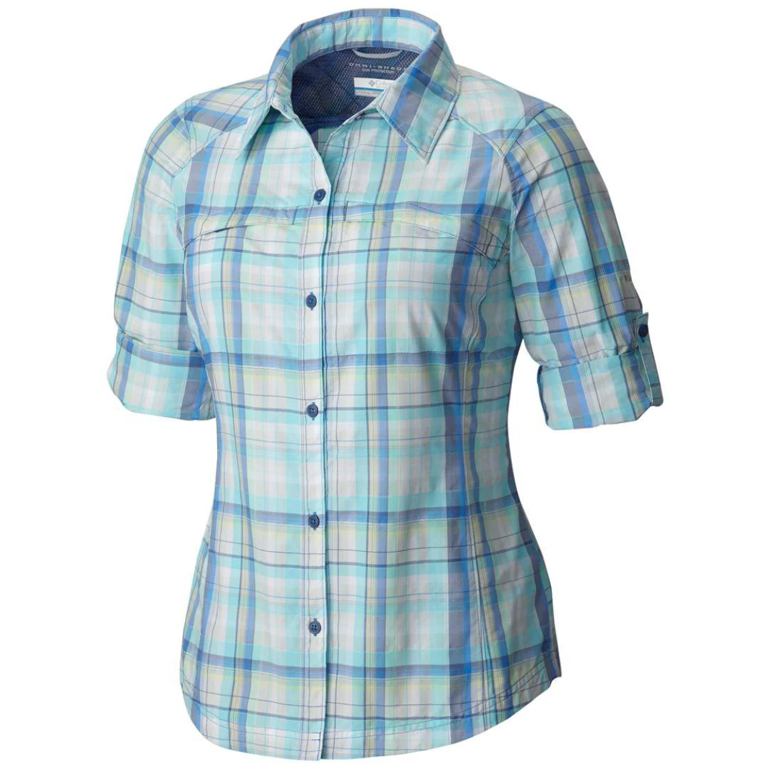 Columbia Women Blue Silver Ridge Plaid Long Sleeve Shirt (Sun Protection) - Image 2