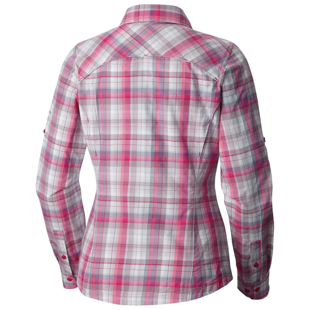 Columbia Women Red Silver Ridge Plaid Long Sleeve Shirt (Sun Protection) - Image 2