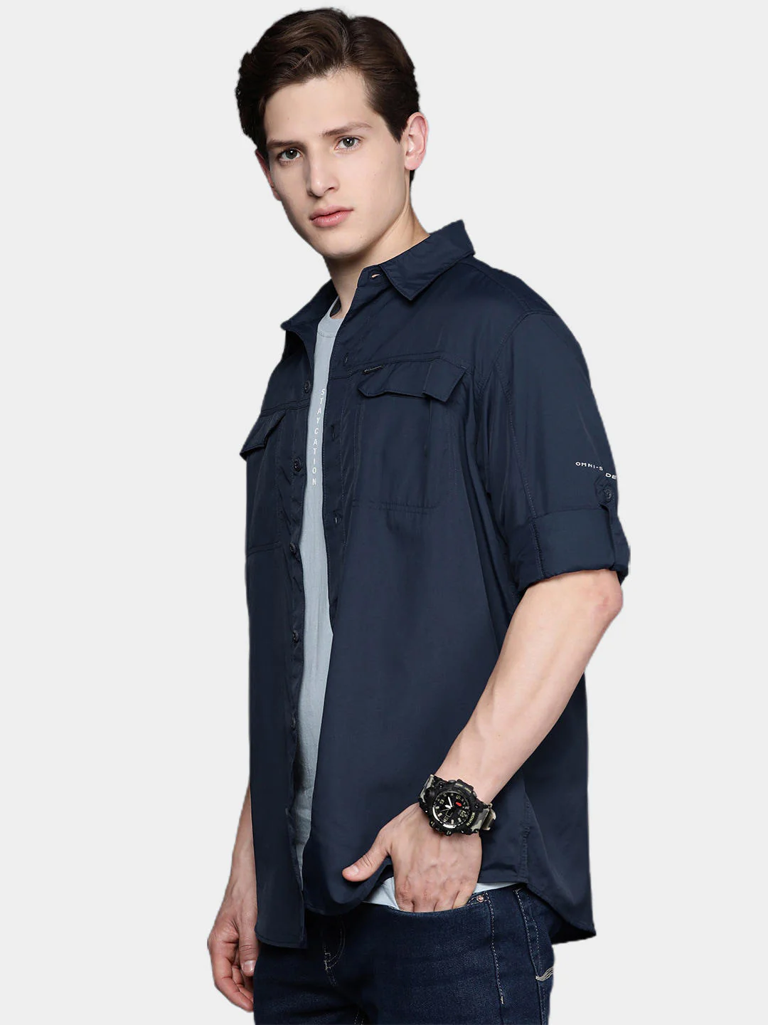 Columbia Men Blue Silver Ridge 2.0 Long Sleeve Shirt (Sun Protection) - Image 10