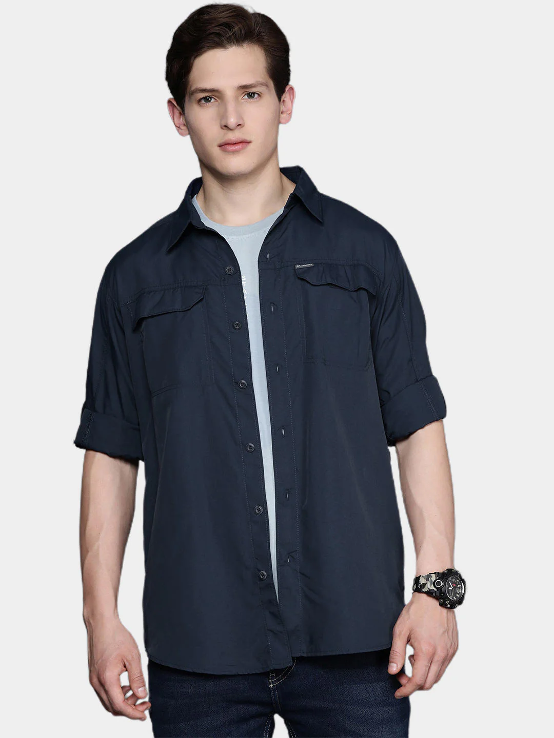 Columbia Men Blue Silver Ridge 2.0 Long Sleeve Shirt (Sun Protection) - Image 8