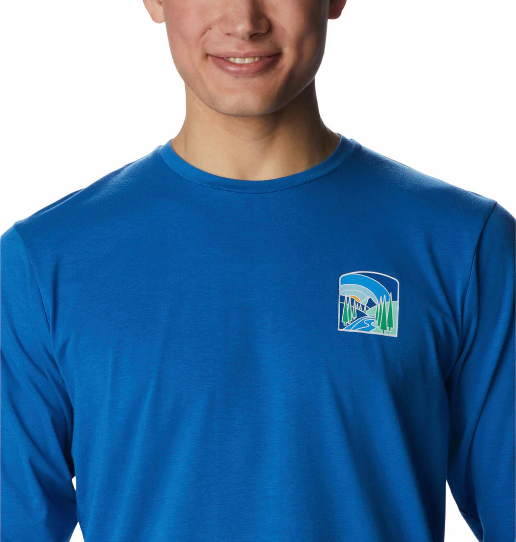 Columbia Men Blue Sun Trek Graphic Long Sleeve Shirt (Sun Protection) - Image 2