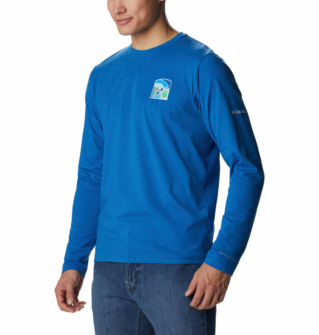 Columbia Men Blue Sun Trek Graphic Long Sleeve Shirt (Sun Protection) - Image 4