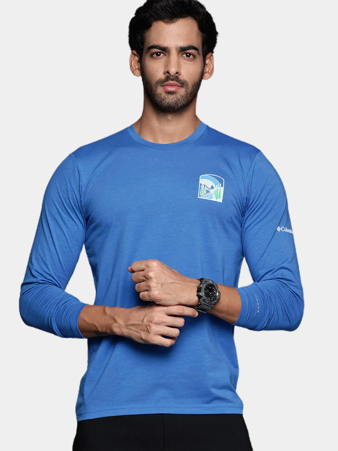 Columbia Men Blue Sun Trek Graphic Long Sleeve Shirt (Sun Protection) - Image 7