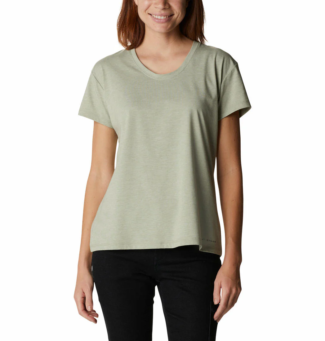 Columbia Women Green Sun Trek SS Tee (Sun Protection)