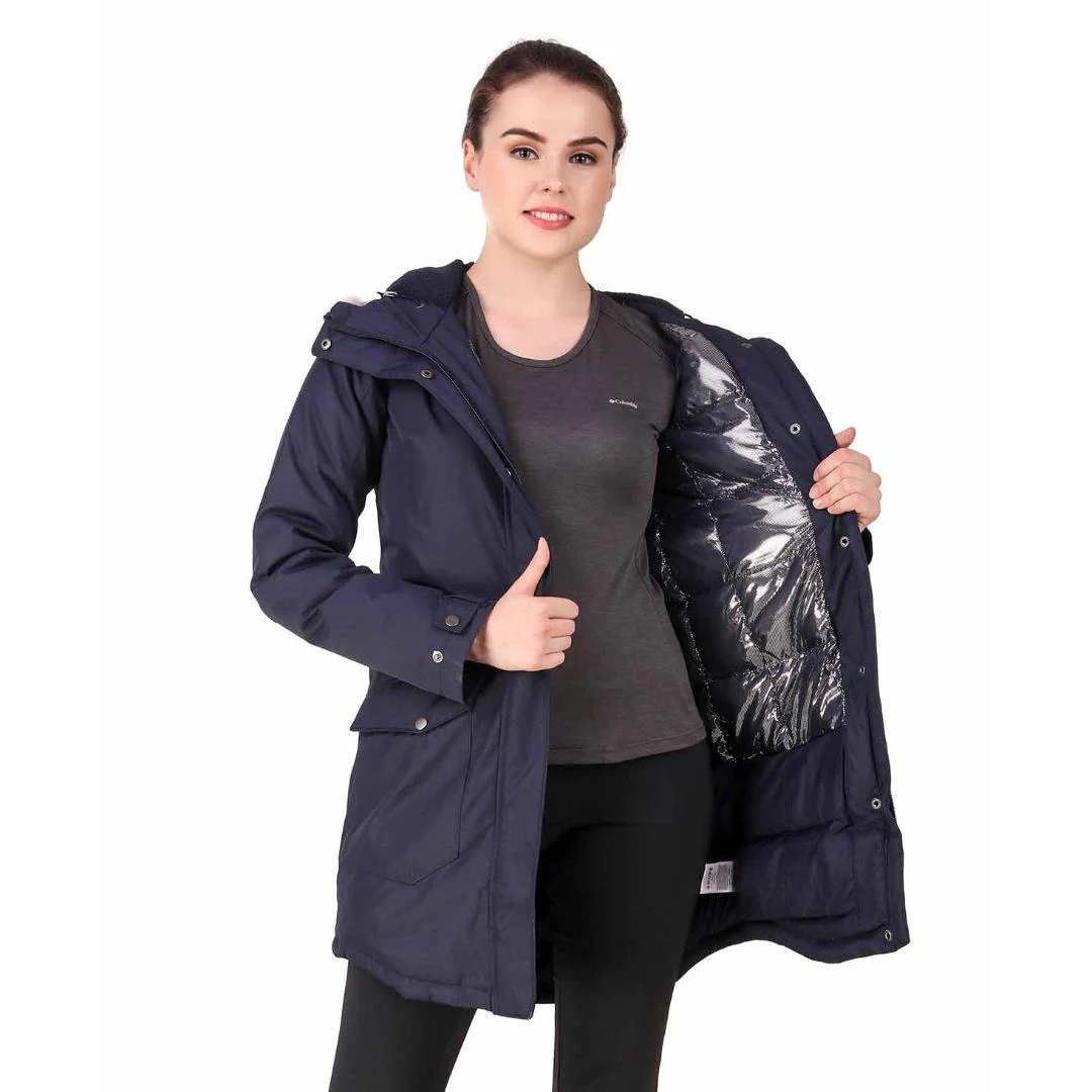 Columbia Women Navy Blue Suttle Mountain Long Insulated Jacket - Image 7