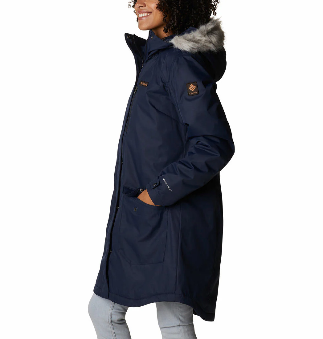 Columbia Women Navy Blue Suttle Mountain Long Insulated Jacket - Image 2