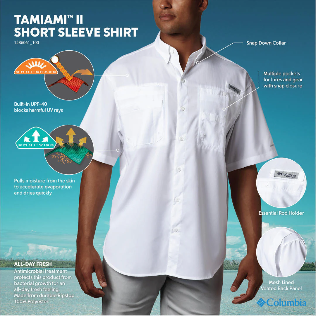 Columbia Men White Tamiami II SS Shirt (Sun Protection) - Image 2