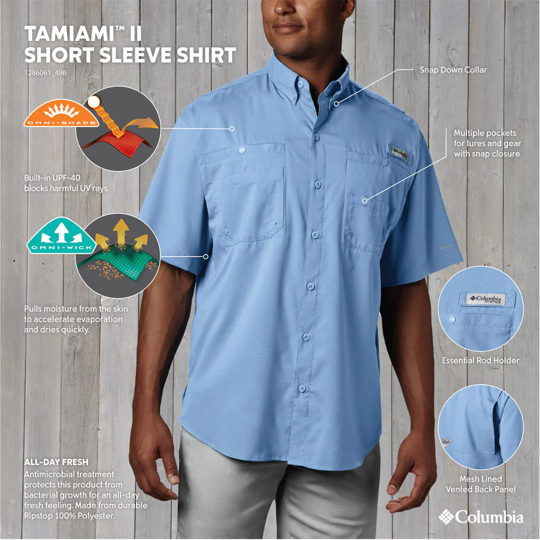 Columbia Men Blue Tamiami II SS Shirt (Sun Protection) - Image 2