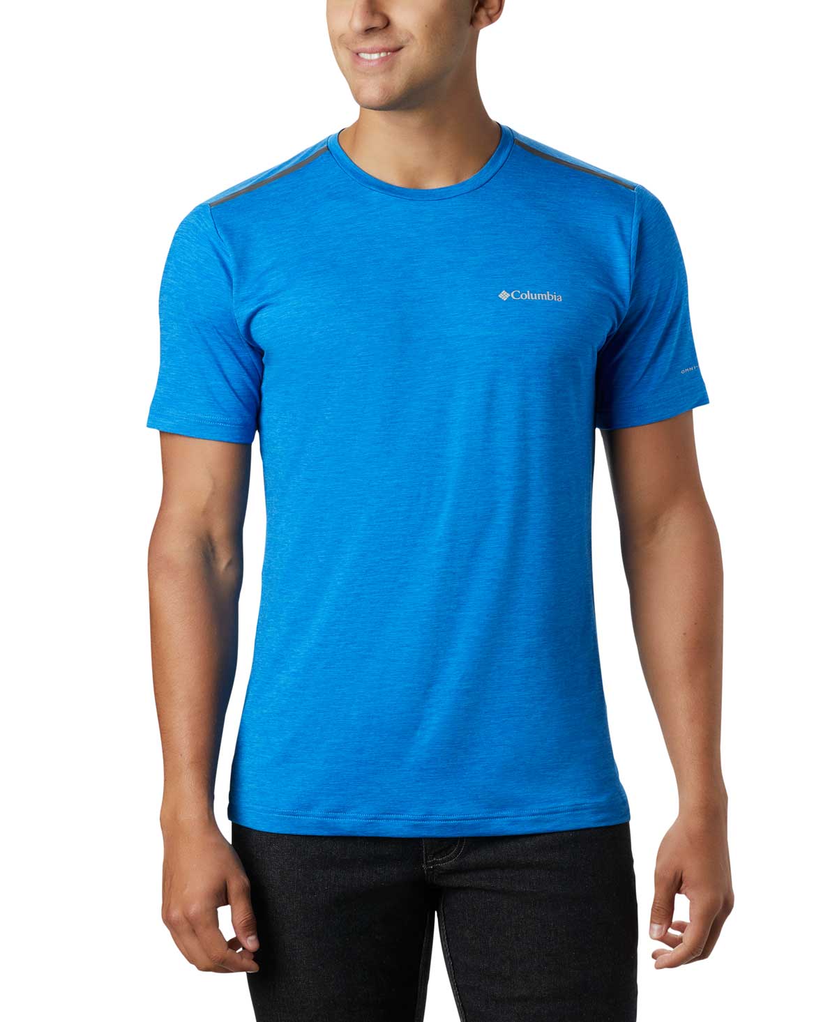 Columbia Men Blue Tech Trail Crew Neck (Sun Protection)