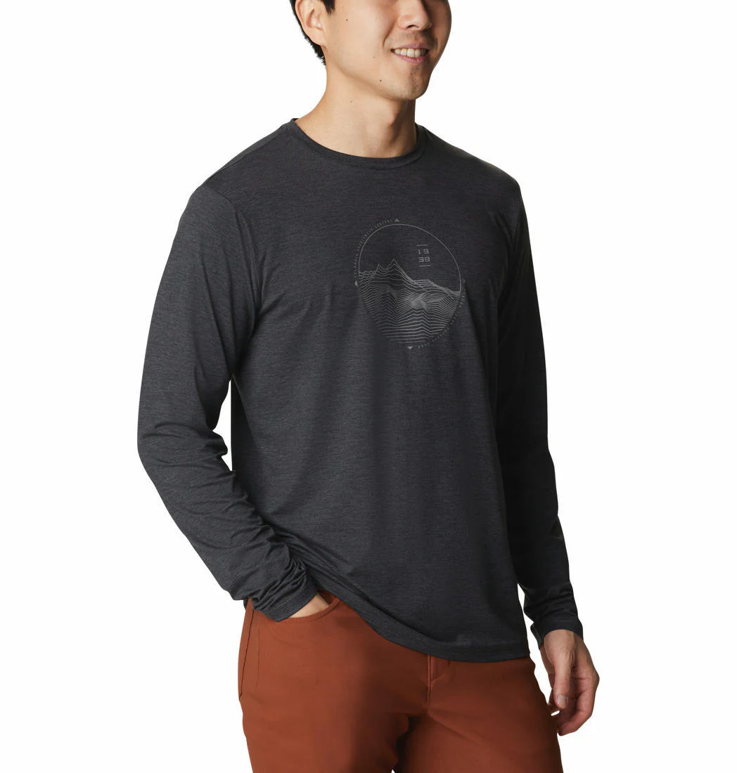 Columbia Men Black Tech Trail Graphic Long Sleeve (Sun Protection) - Image 4