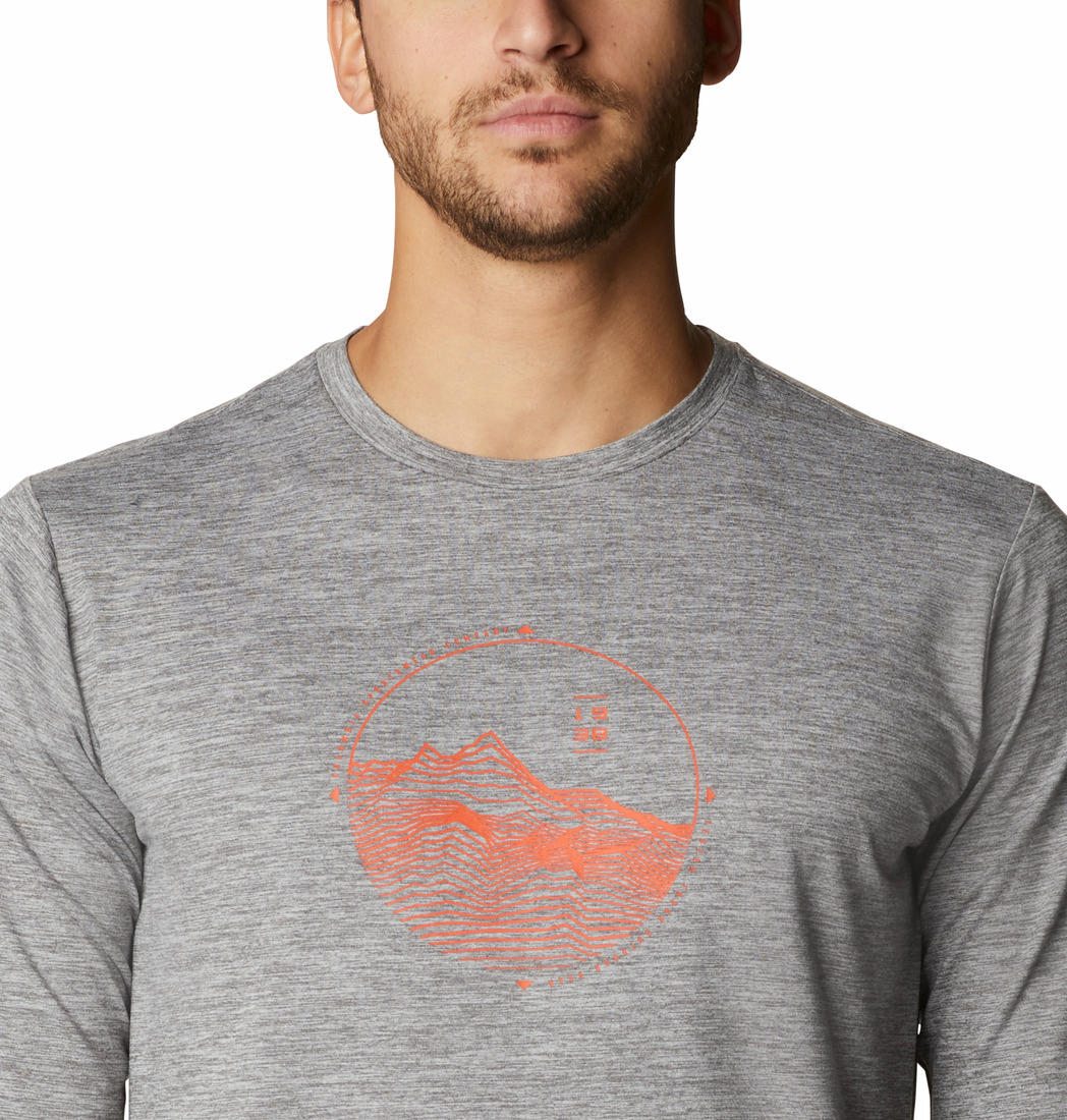 Columbia Men Grey Tech Trail Graphic Long Sleeve (Sun Protection) - Image 4