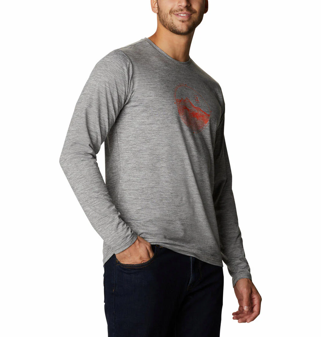 Columbia Men Grey Tech Trail Graphic Long Sleeve (Sun Protection) - Image 5