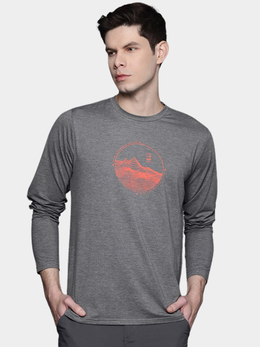 Columbia Men Grey Tech Trail Graphic Long Sleeve (Sun Protection) - Image 8
