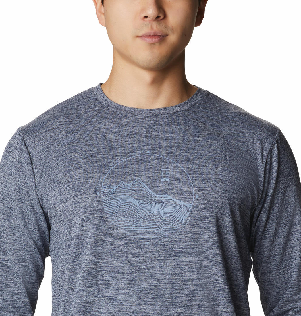 Columbia Men Blue Tech Trail Graphic Long Sleeve (Sun Protection) - Image 2