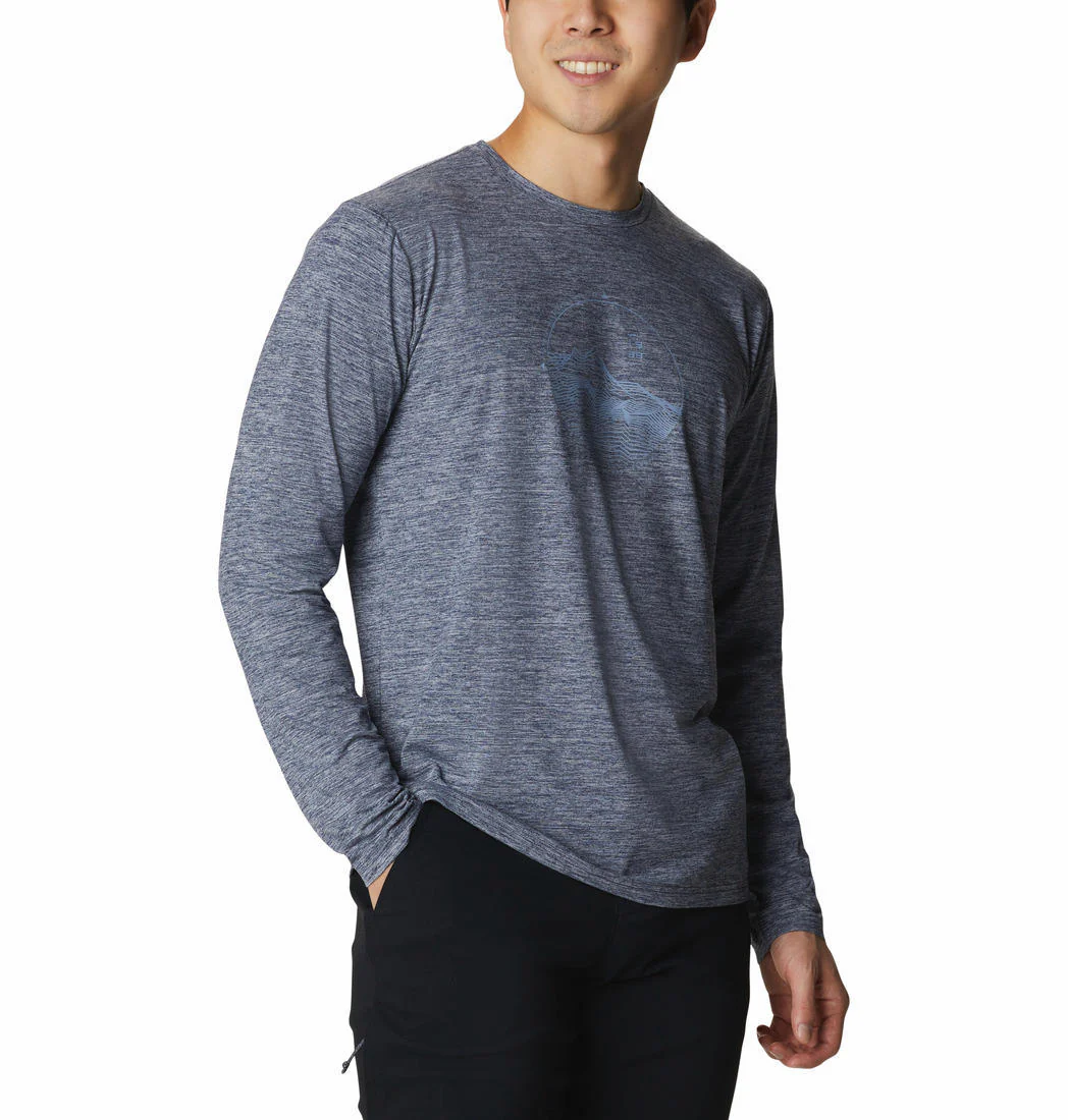 Columbia Men Blue Tech Trail Graphic Long Sleeve (Sun Protection) - Image 4