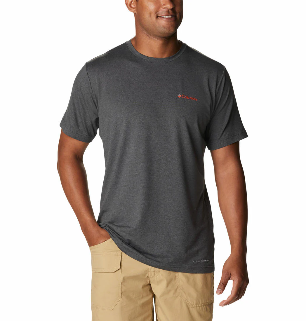 Columbia Men Black Tech Trail Graphic Tee (Sun Protection)