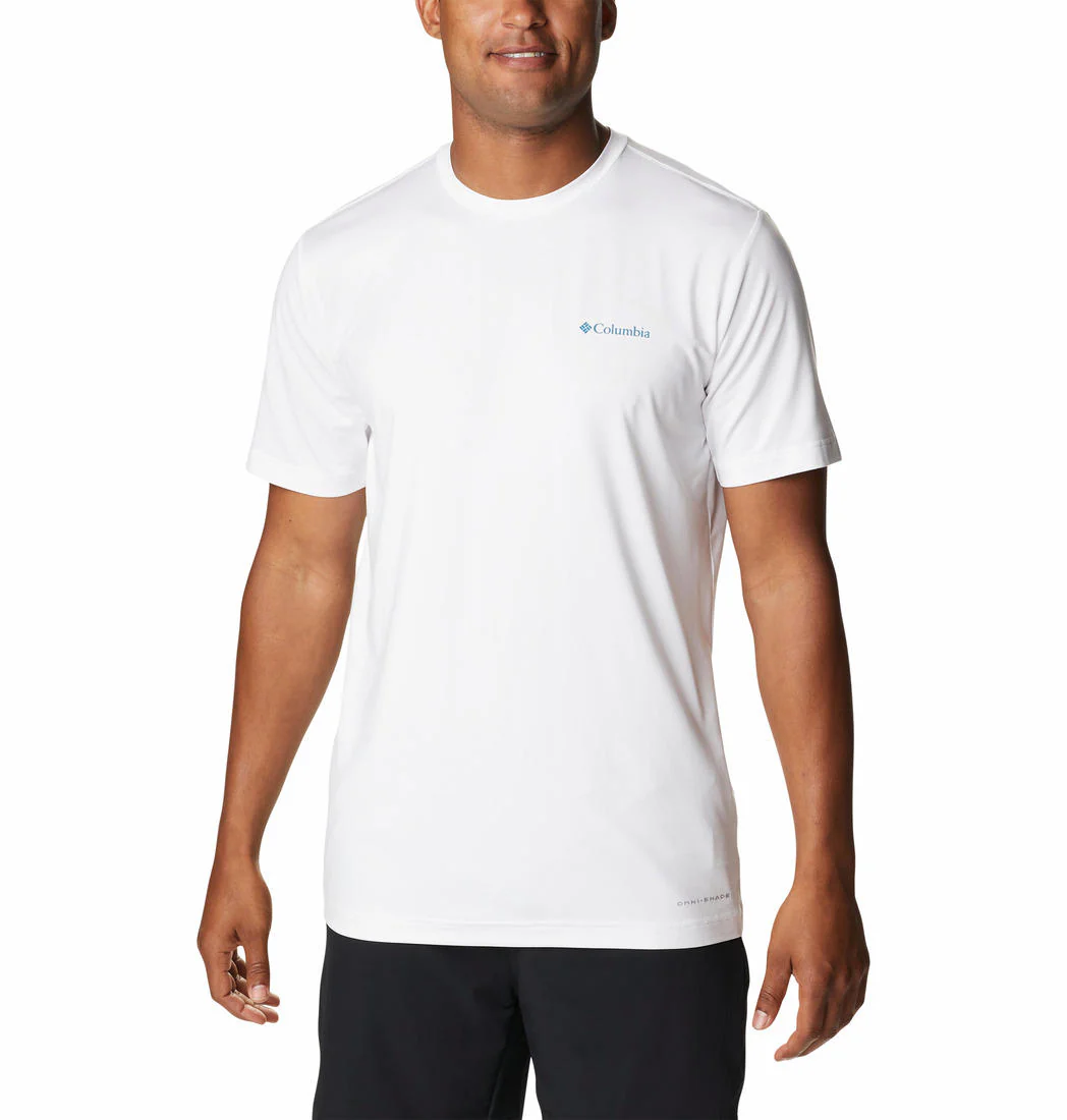 Columbia Men White Tech Trail Graphic Tee (Sun Protection)