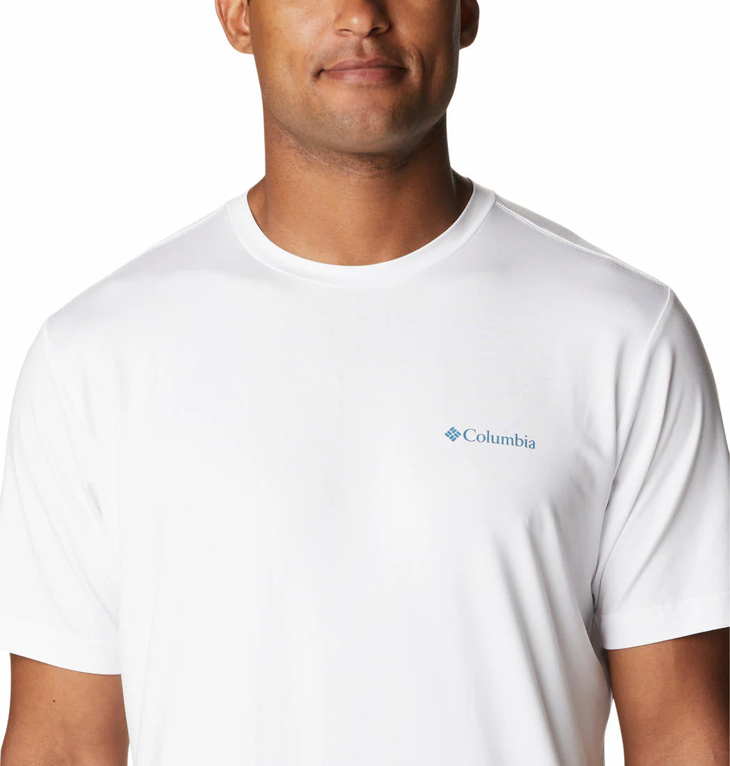 Columbia Men White Tech Trail Graphic Tee (Sun Protection) - Image 2
