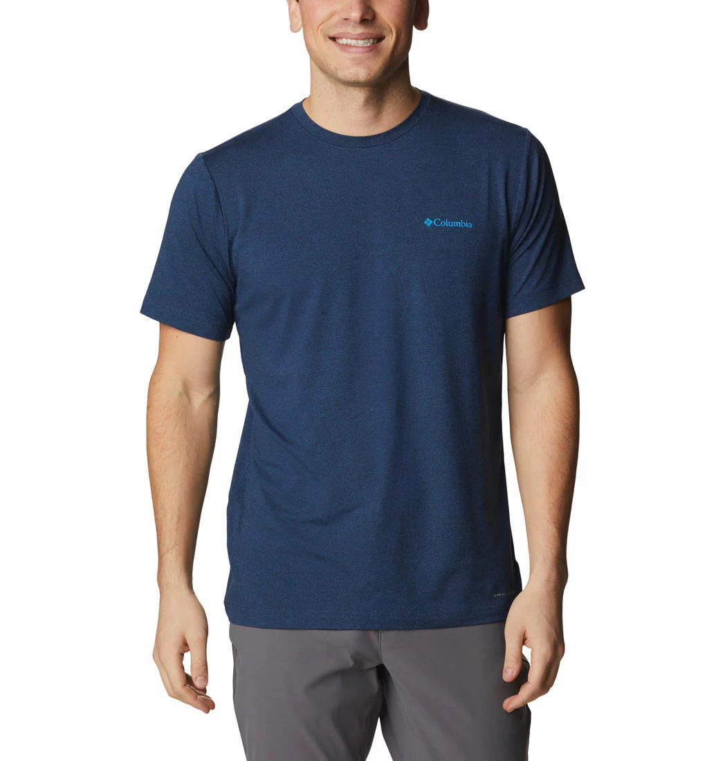 Columbia Men Blue Tech Trail Graphic Tee (Sun Protection)