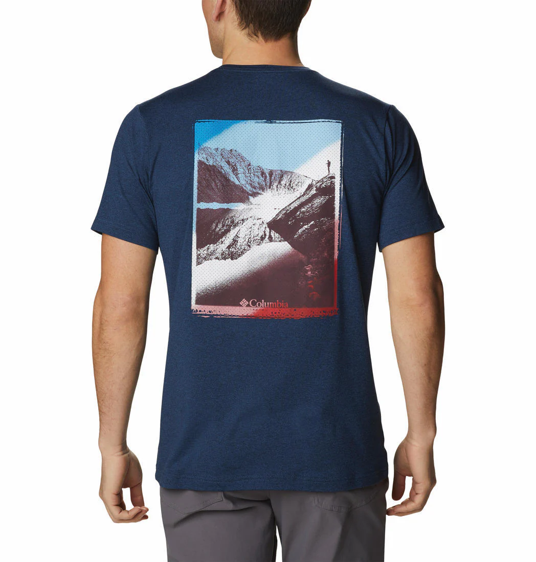Columbia Men Blue Tech Trail Graphic Tee (Sun Protection) - Image 2