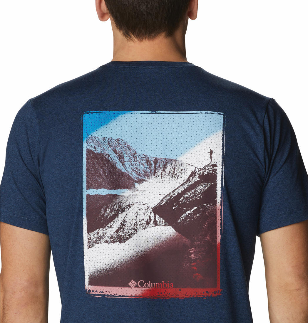 Columbia Men Blue Tech Trail Graphic Tee (Sun Protection) - Image 4